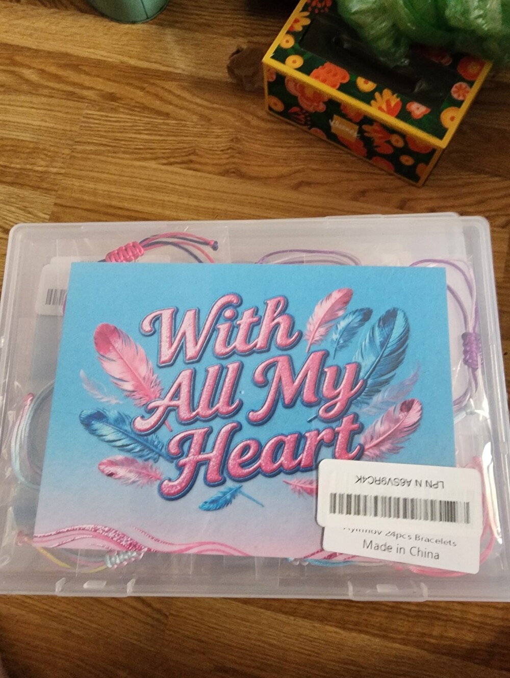 With All My Heart Bracelet Set - Blue & Pink Card